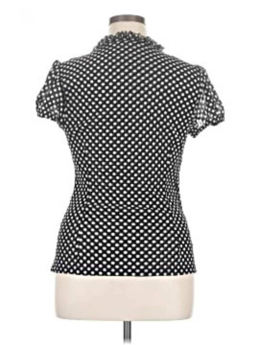 INC International Concepts Ruffled Polka Dot Blouse - Black/White - Size Large - Picture 5 of 6